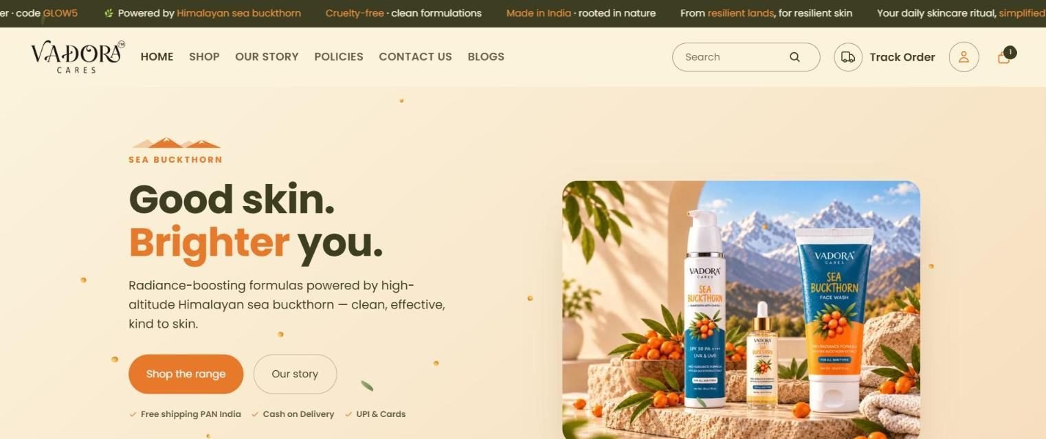 Vadora Cares home page: Good skin. Brighter you.